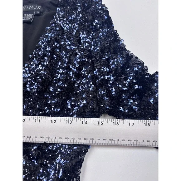 Venus Velvet Sheath Dress Size XS Evening Party Prom Special Event Blue Sequin - Picture 6 of 8